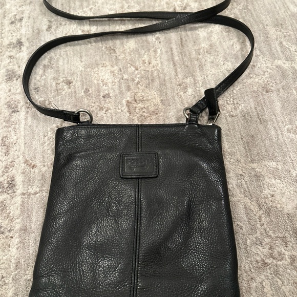 Fossil Handbags - FOSSIL Small Crossbody Hobo Purse Bag Black Soft Genuine Leather Card Pocket